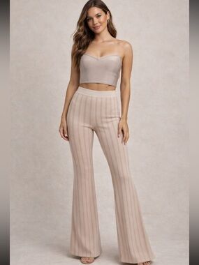 HOUSE OF CB 'MADERA' high-waist striped bandage trousers /Size S-US 4-6 $189